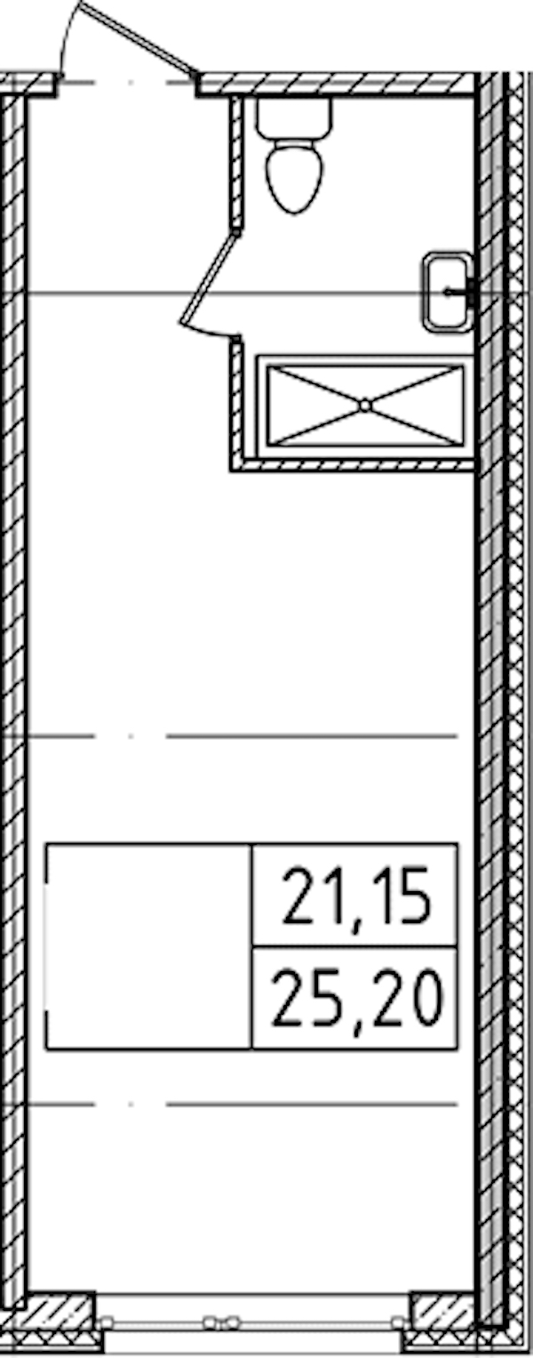 Квартира студия 25.2 м², 3/14 эт., Комплекс апартаментов «Ladozhsky Avenir»
